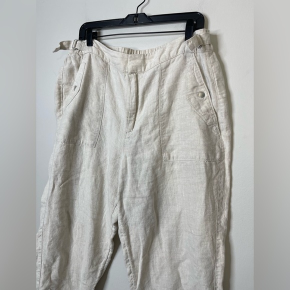 Athleta Women’s Voyager Linen Ankle Pants Elastic Waist Sz 16 Casual Relax Fit - Picture 4 of 11